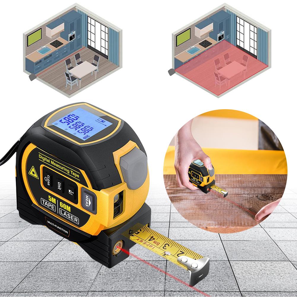 High-Precision Tape Measure with Backlit Display Infrared Distance Meter LED Display Electronic Measuring Ruler for Home Garage