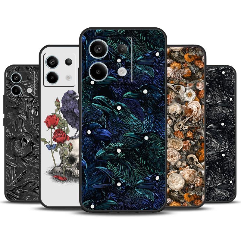Raven Crow Skull pattern Case For Redmi Note 11 12 13 Pro Plus 9 10 10S 11S 12S Redmi 12 9C 10C 12C 13C Back Cover