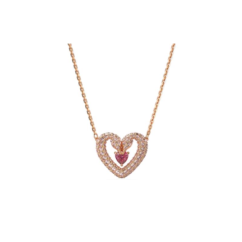Swarovski Sublima necklace with heart charm for women, rose gold plated 5662874 золотой