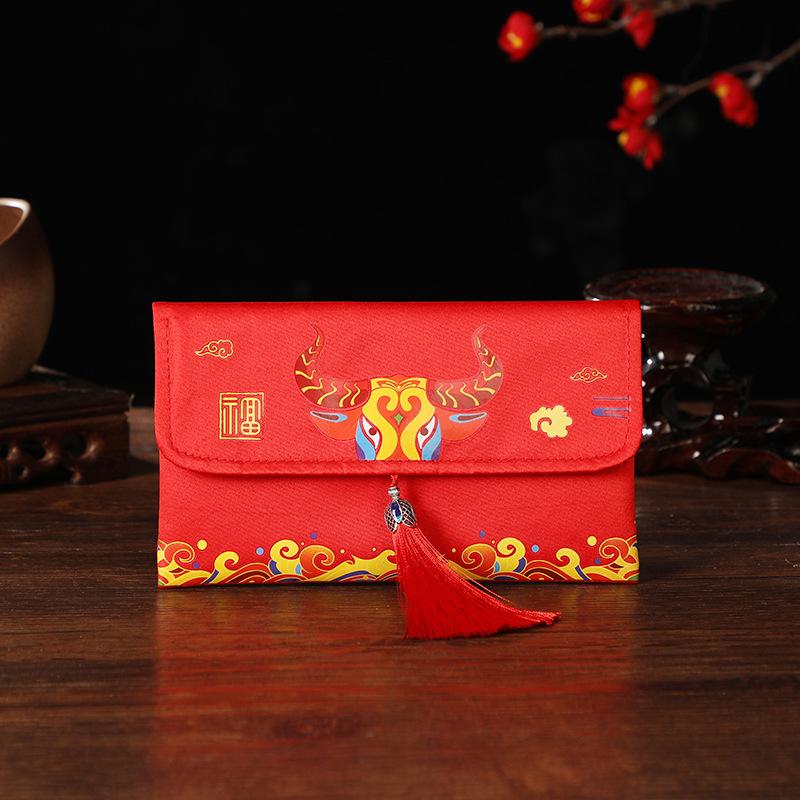 Birthday Packet Creative  Fabric Envelope Red Envelope Tassel Detail Wedding Storage Bag For Special Occasions Wedding