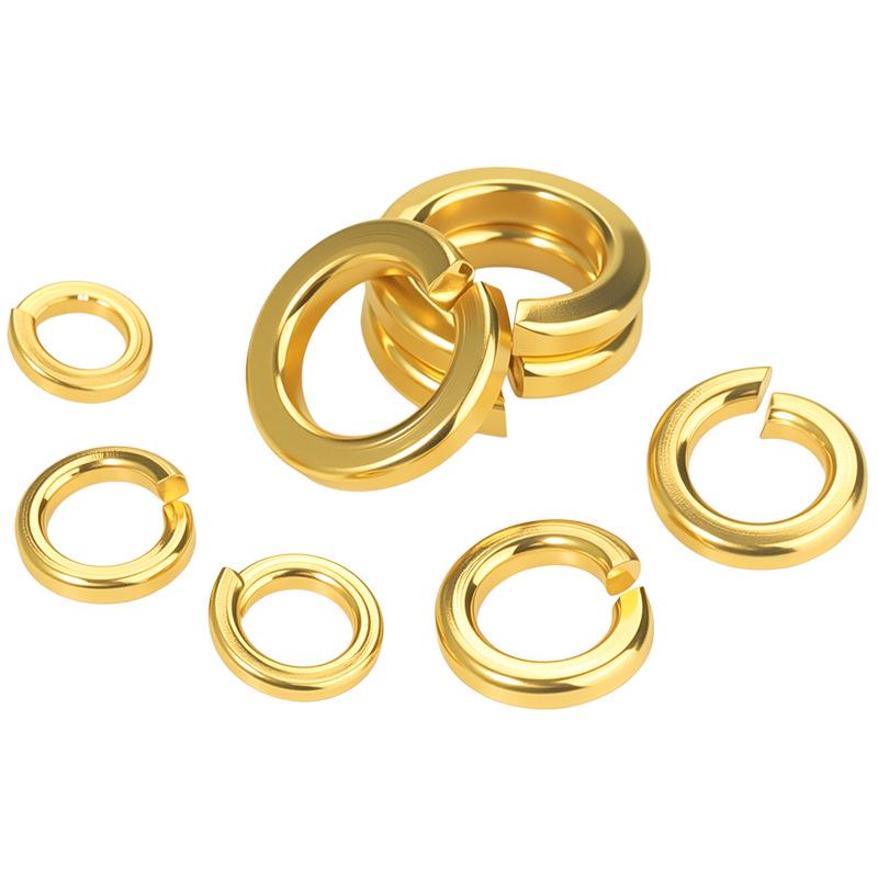 304 Titanium Gold Plated Stainless Steel Split Lock and Flat Washer Shim (Sizes: M2-M10)