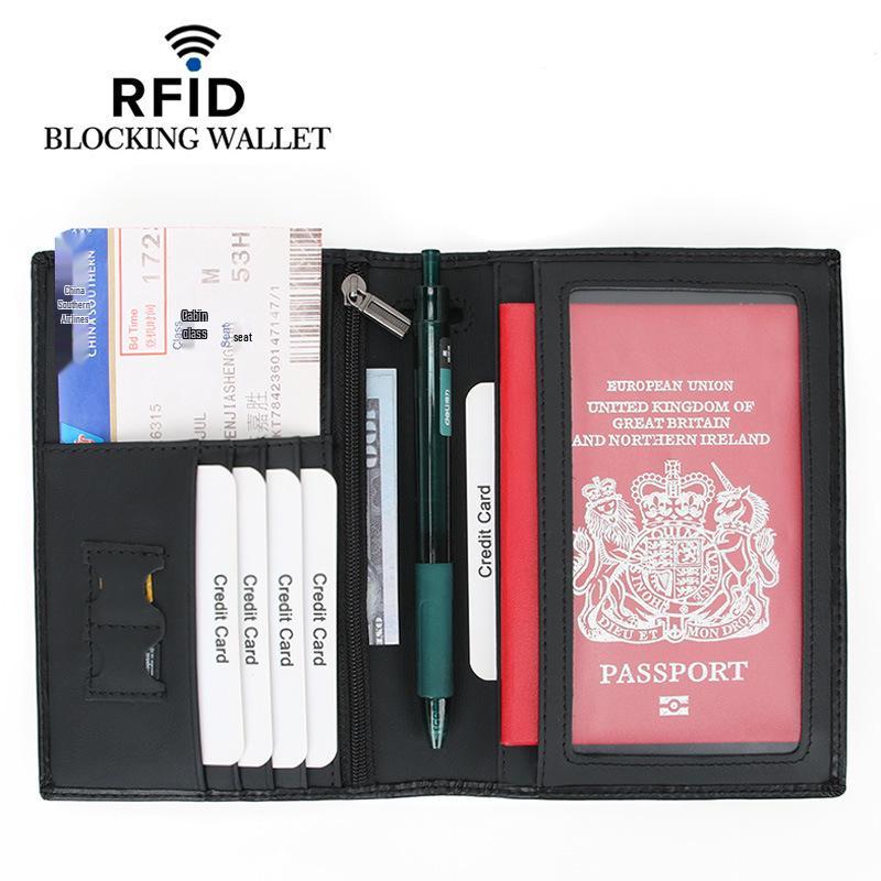 RFID Blocking Multi-Functional Leather Passport Holder & Large Capacity Document Organizer