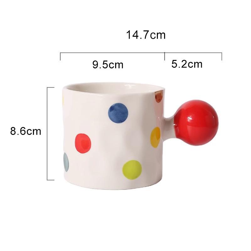 Creative Heart Shaped Ceramic Mug Polka Dot Coffee Mug Cute Breakfast Milk Coffee Water Cup for Home Office Ideal Gift 301-400ml