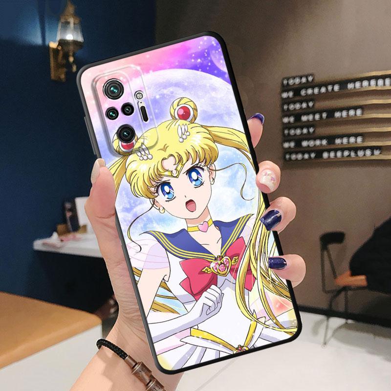 Etui na telefon TPU Soft Shockproof do Redmi 9A 9C 10C 9T 10A K40 Pro 6 7 8 8A 7A K50 9 10 6 Pro Cover Cute Anime Sailors M-Moons