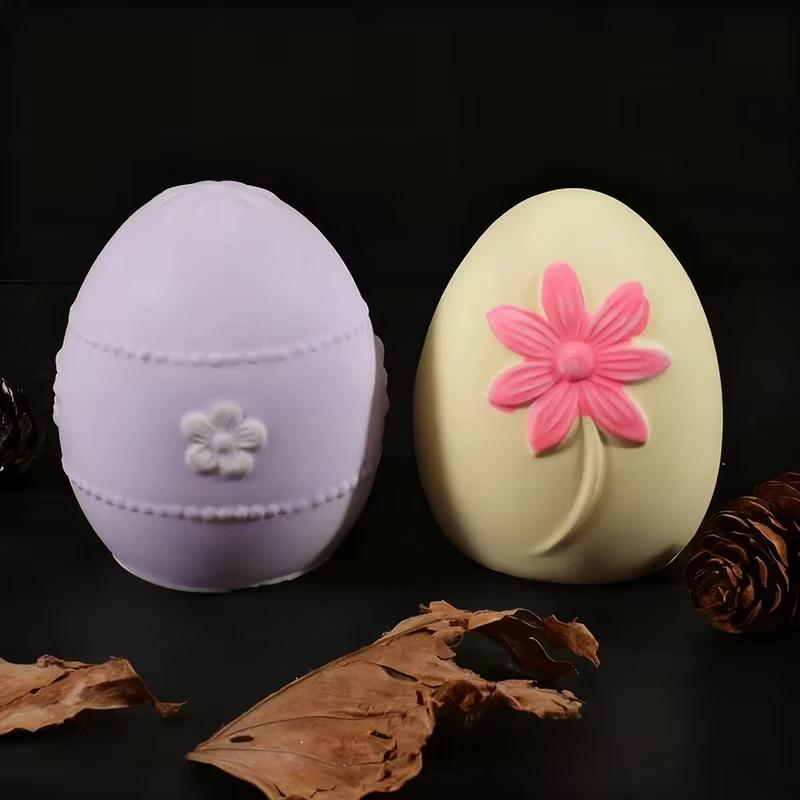 Floral Decorated Resin Silicone Easter Egg Candle Molds Soft Durable Casting Molds for Home Decoration Egg Ornament Making