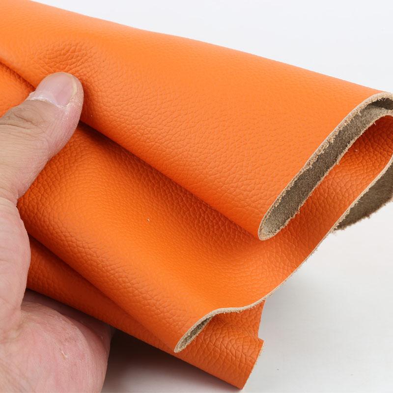 

First-layer cowhide leather, orange-yellow genuine leather, 1.3mm thick, orange litchi pattern sofa soft cover, car seat cover 20x30cm оранжевый