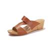 Wedge heel slippers for women to wear thick-soled open-toed one-word slippers, versatile in summer, light, comfortable and cool slippers