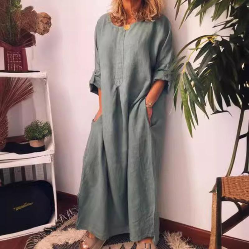 Women's cotton and linen loose dress