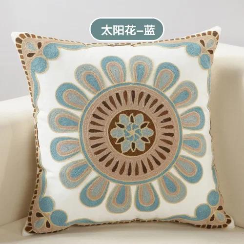 Cotton Ethnic Style Embroidery Pillow Case Car Pillow Cover Sofa Large Cushion Cover 45x45cm Luxury Pillow Case