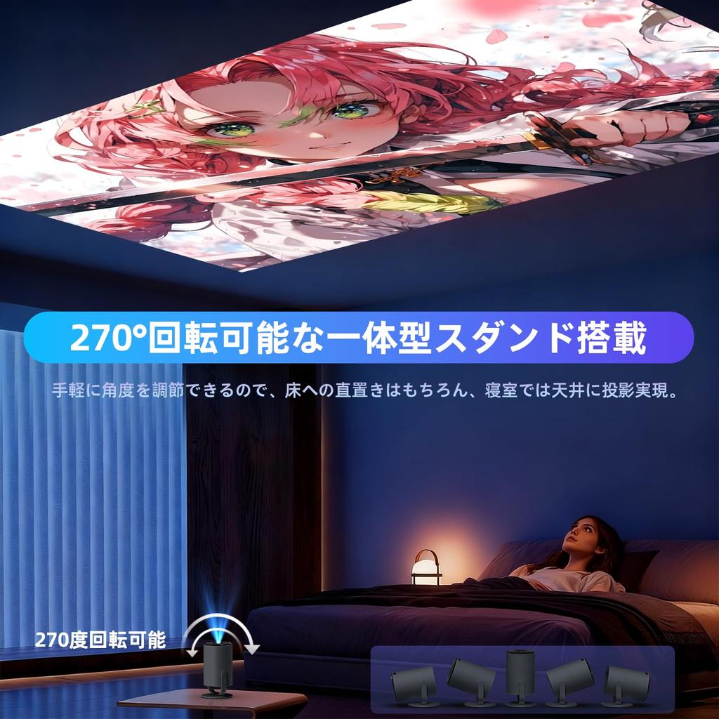 YINCODI Home Projector First and Lightweight Projector with Android TV and Compact 1080P Ceiling WiFi Bluetooth Auto Keystone Zoom Home Easy Quiet