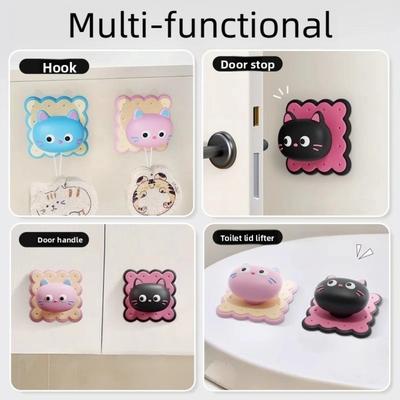 New Cartoon Cat Door Bumper Stickers Anti-Trap Protection PVC Door Handle Stop Durable Door Handle Mute Pad Home Use