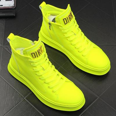 Stivali Alti da Uomo Pelle Verniciata Lucida Scarpe Casual High-Top da Board per Ragazzi 2025 Nuovo Verde Fluorescente Oro Argento Bianco Sneakers da Uomo