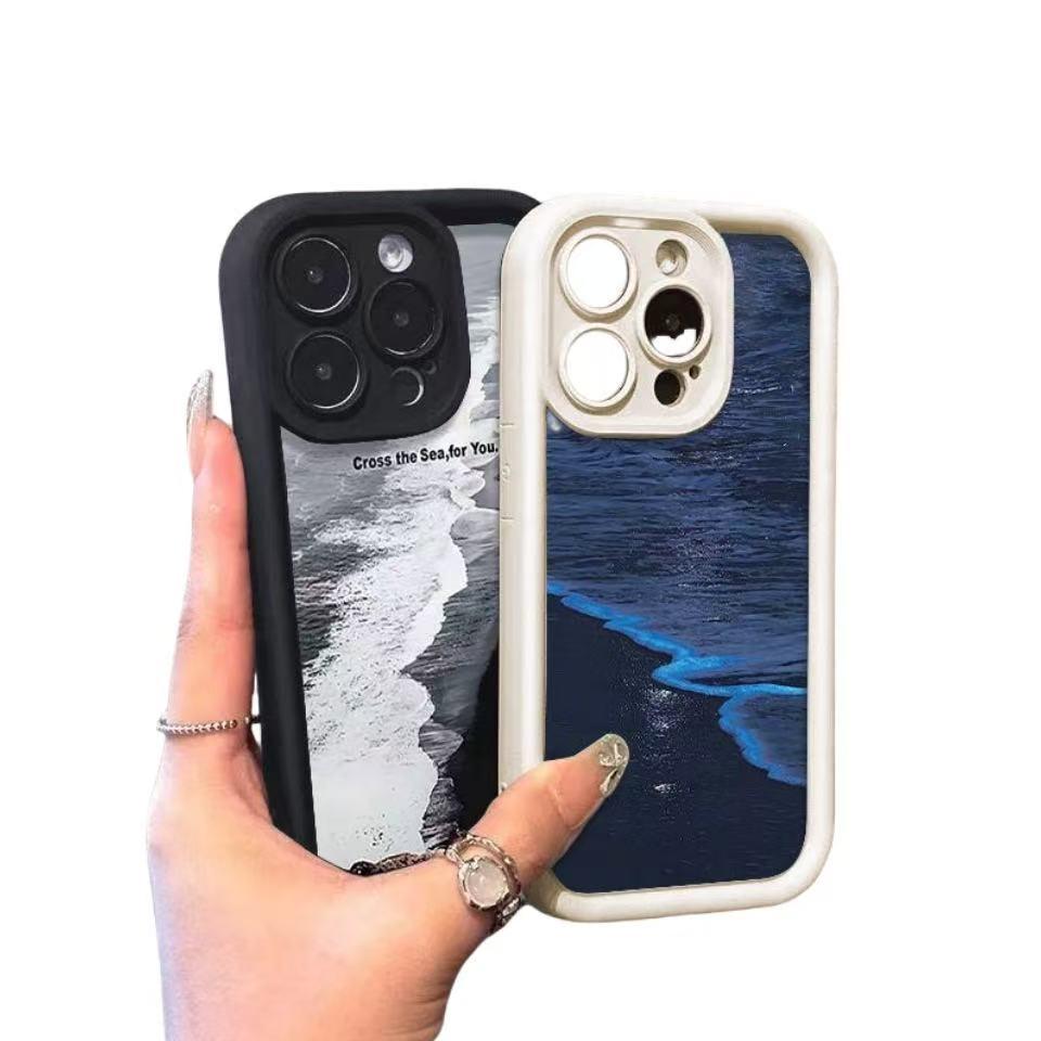 Blue Beach Apple iPhone Case for 13/14/15 Pro, 16 Pro Max – Stylish, Cross-Border Design for USA & Europe.