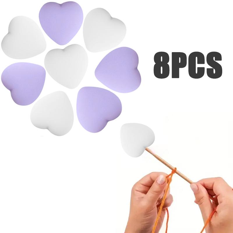 8/10/12PCS Multicolor Heart Stitch Needle Tips Stoppers Silicone Knitting Needle End Caps Cute Knitting Needle Point Protectors