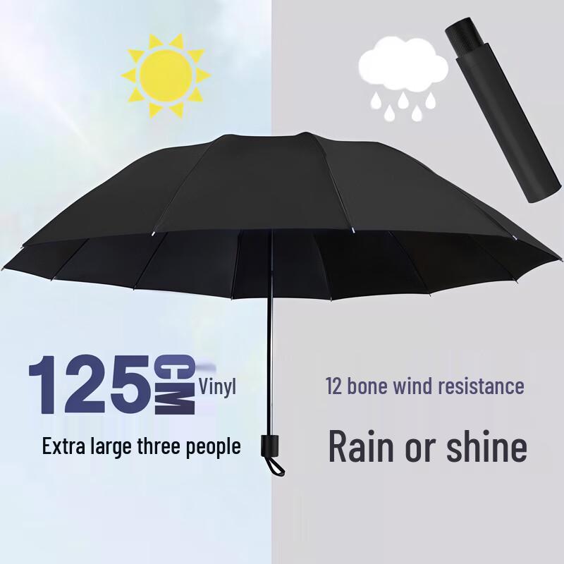 Handon 12-Rib Large Folding Storm Umbrella