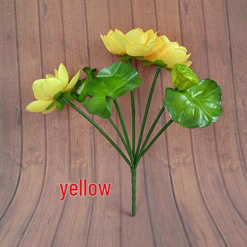 Small 7-Head Lotus Flower Silk Simulation for Buddhist Altar or Living Room Decor
