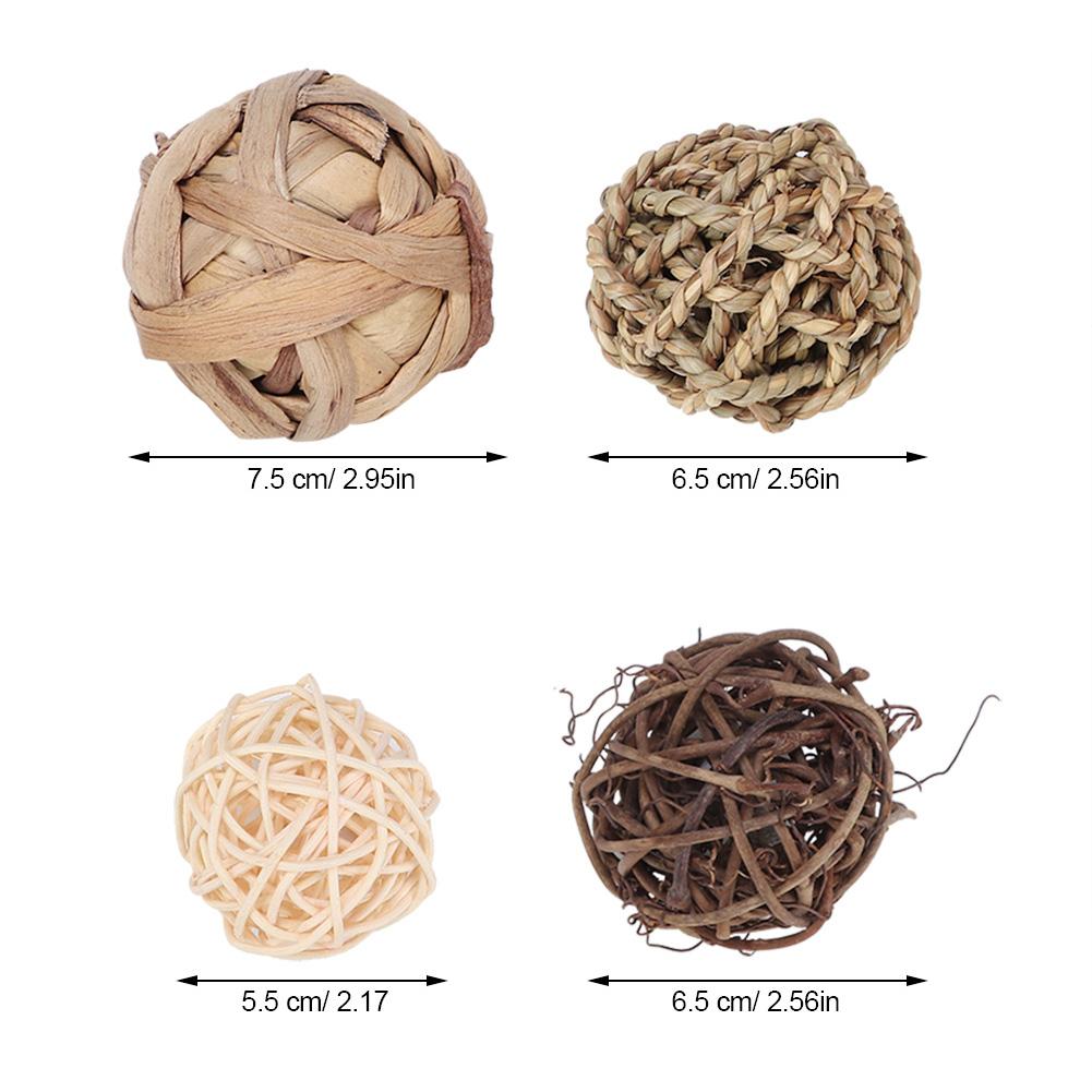 4PCS  Pack Bird Parrot Chew Toy Rabbit Bunny Teething Treats Small Animal Grass Ball Sepak Takraw ToysSepak Takraw