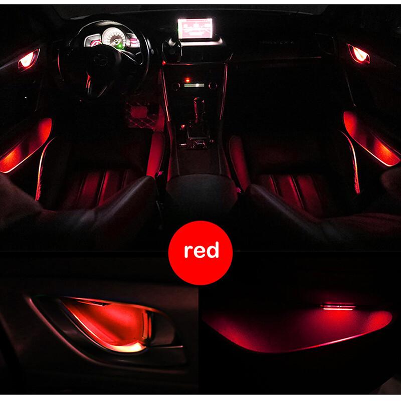 4x Red Car Door Bowl Handle LED Ambient Atmosphere Light Interior Accessories