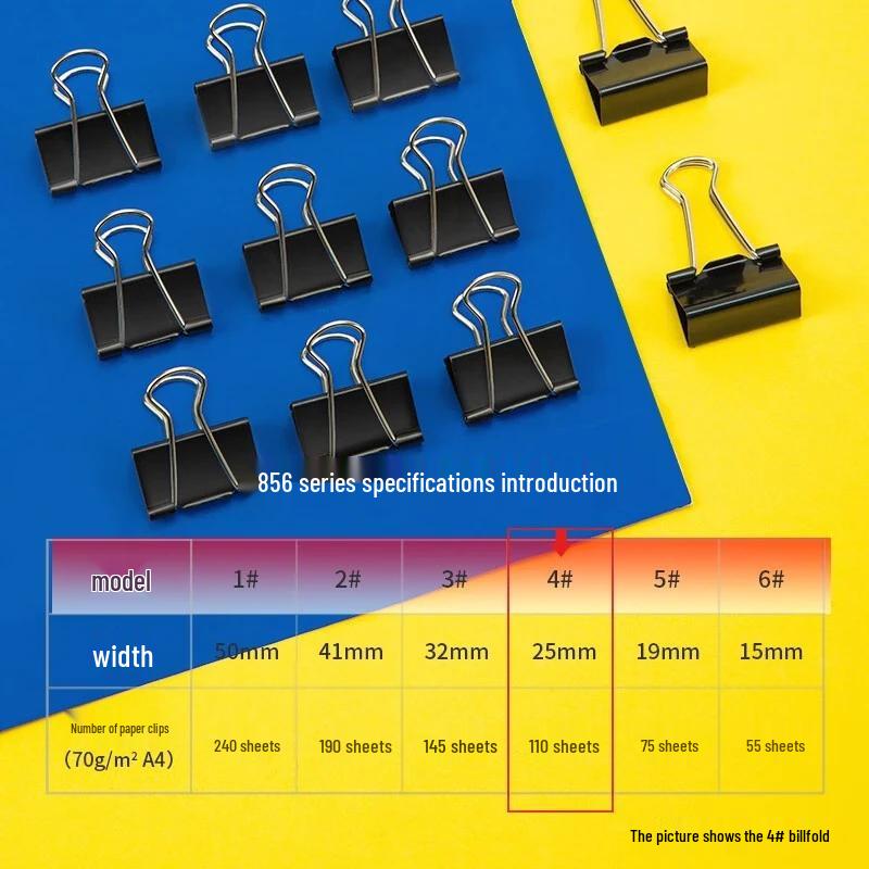 Deli 25mm Black Metal Binder Clips (48-count)