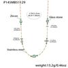 18K Gold-Plated Stainless Steel Jewelry Set: Bead Chain Necklace & Earrings with Oval Bezel Faceted Glass Stone.