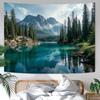Zussun Natural Forest Tapestry Green Tree Wall Tapestry Bedroom Aesthetic Plant Stream Pool Landscape Small Tapestry Wall Hangin