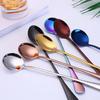 6pcs Cream Spoons 304 Stainless Steel Spoons Ice Long Handle Coffee Spoons Stirring Spoons Kitchen Utensils