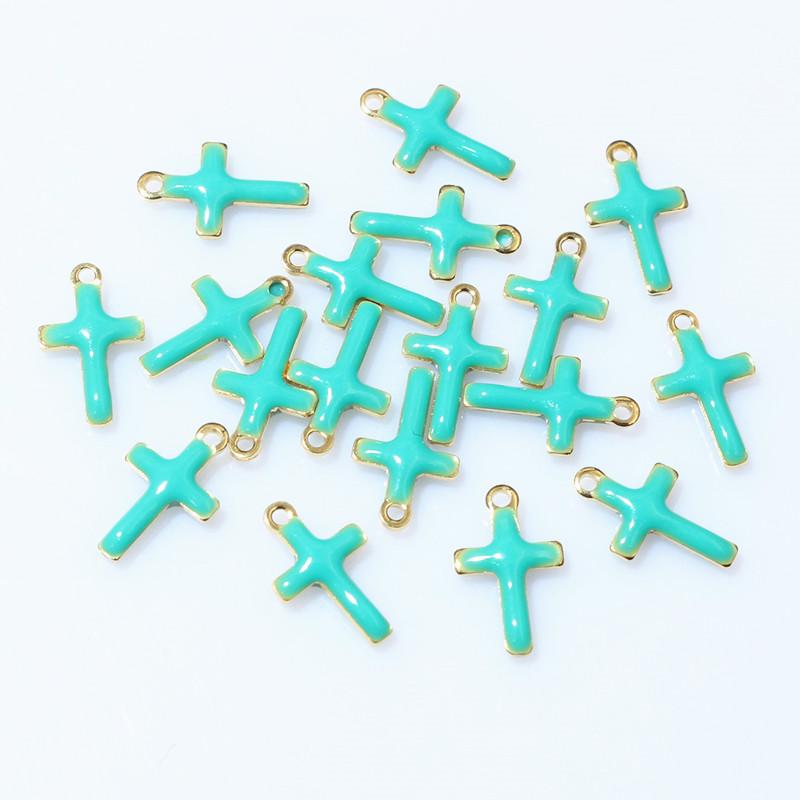 20pcs 10x6mm Enamel Small Cross Charms Pendant Stainless Steel DIY Jewelry Making Accessories Findings for Bracelet Earrings