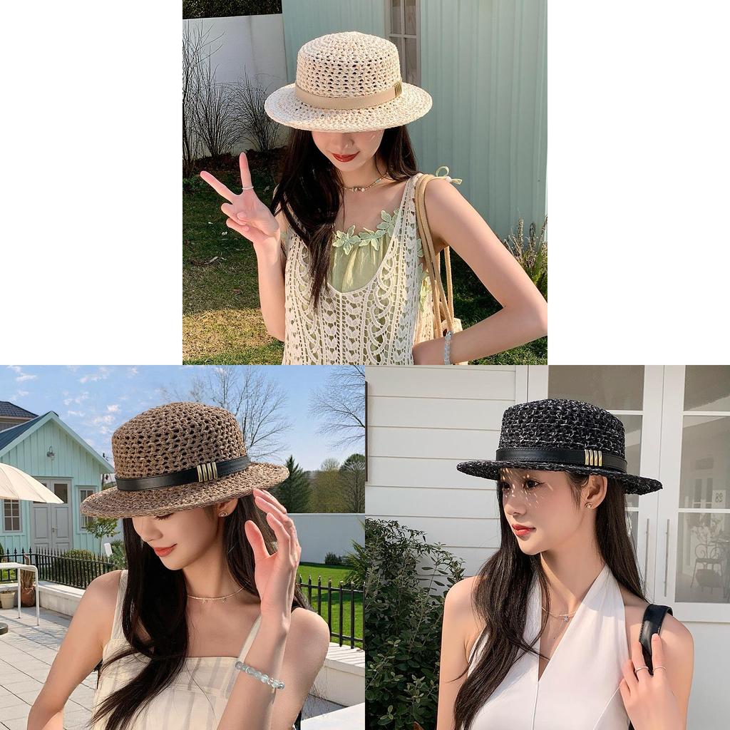 Vintage British Style Straw Hat With Sun Protection For Summer Travel