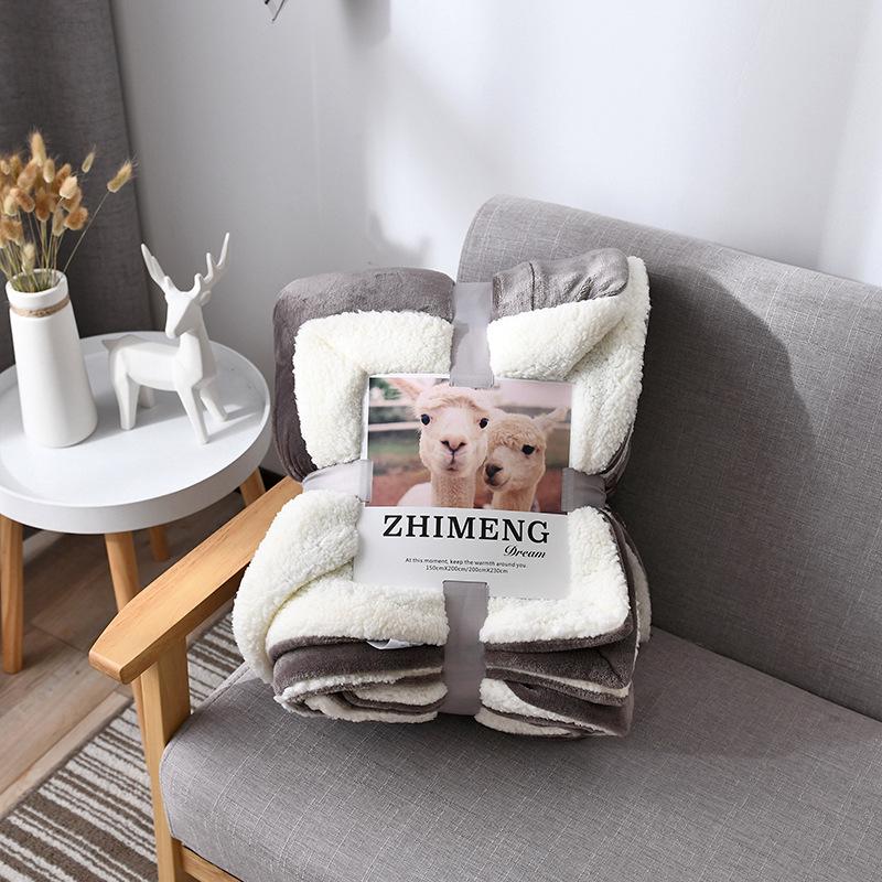 New Lamb Fleece Blanket - Solid Color, Double-Layer, Thickened Flannel for Children