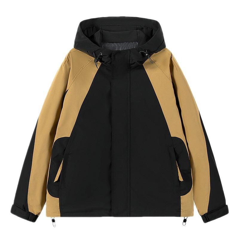 Coat Men's Autumn New Hooded Trendy Tooling Jacket Color Matching Casual Loose Jacket On Clothes