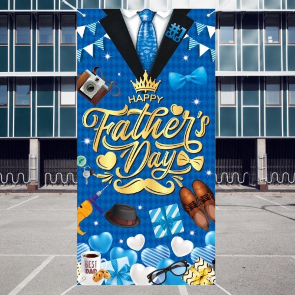 Celebrate Happy Father's Day Background Blue Gold Photo Flag Props Photography Props