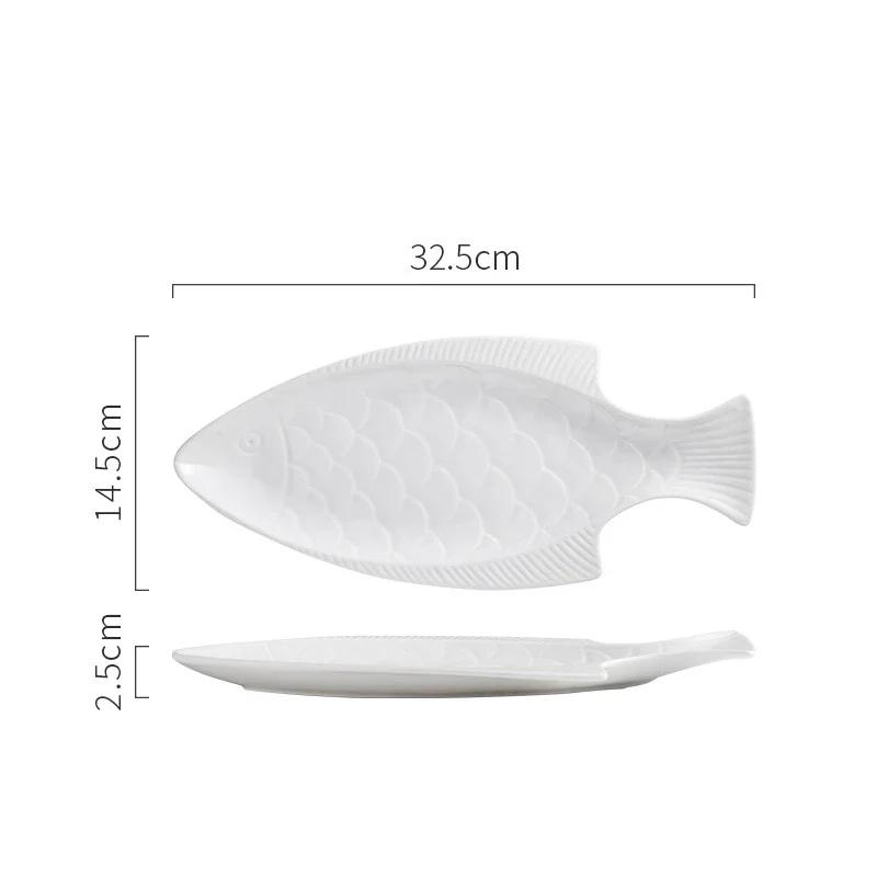 Ceramiczny talerz obiadowy Restauracja Kreatywny Talerz deserowy w kształcie ryby Naczynie na przekąski Talerz do sushi Talerz na rybę gotowaną na parze Jednokolorowe naczynia stołowe