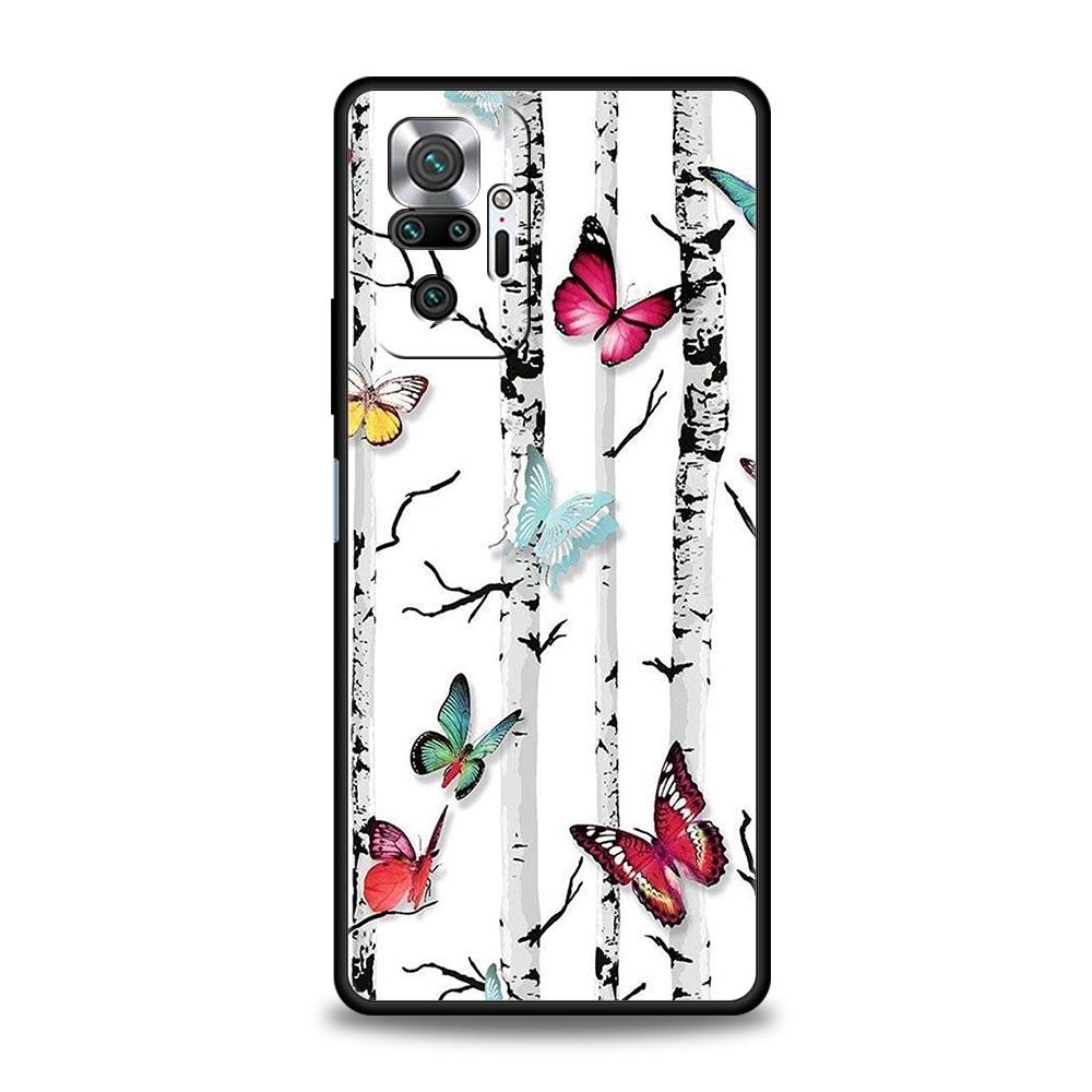 Butterfly Design Phone Case Cover for Redmi 14C 10C Note 15 14 13 12 10 11 K40 Pro Plus 5G Shockproof Soft TPU Shell Fundas Bag
