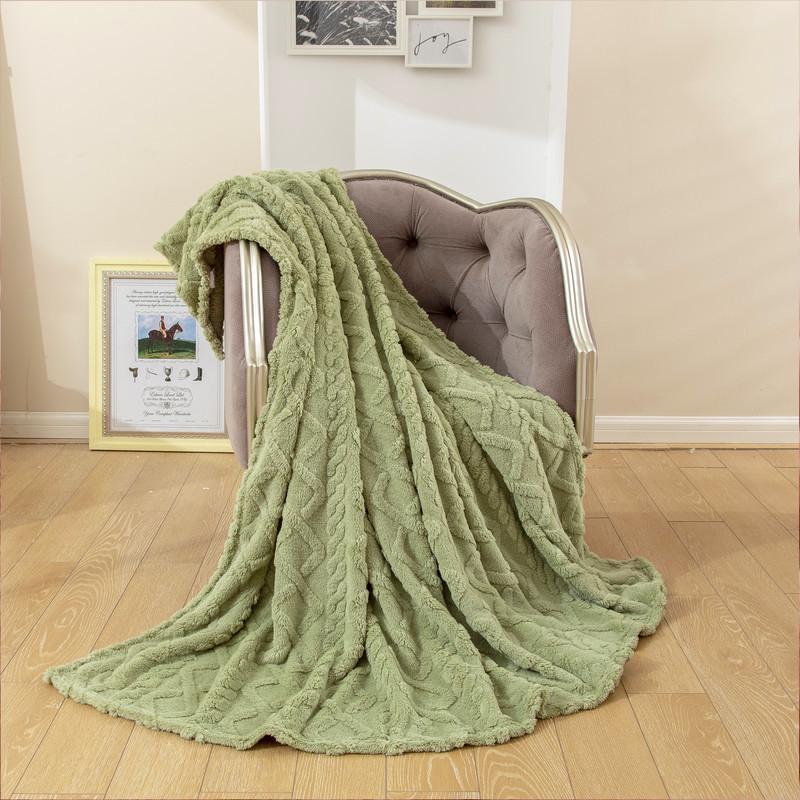 Solid Color 3D Jacquard Diamond Pattern Taffeta Fleece Blanket for All Seasons