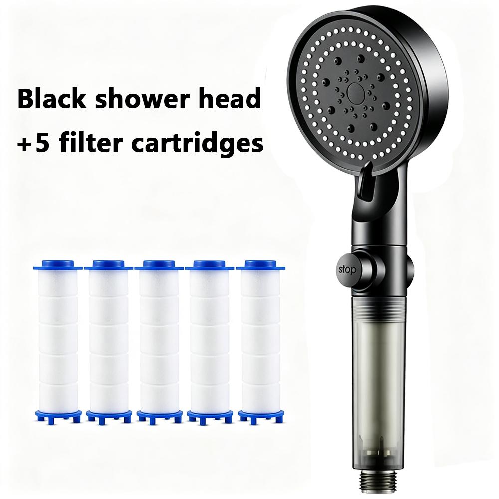 Grey Filter Handheld Shower Head High Pressure Sprayer Comes with 5 Replacement Cartridges Remove Impurities to Soften Bath Wate