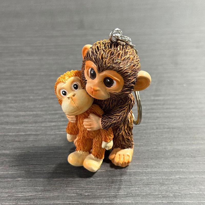 Protect Punch The Monkey Keychain, 3D Cute Monkey Holding Plush Toy Hanging Keychain for Backpack Purse Car Keys Gift
