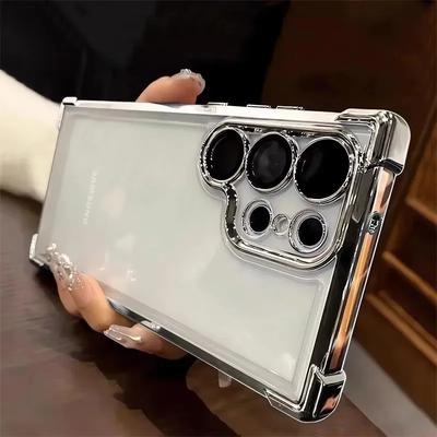 Luxury Clear Plating Shockproof Case for Samsung Galaxy S24 S23 FE S22 Plus S25 Ultra A34 A54 A15 A35 A55 A53 Hard Armor Cover