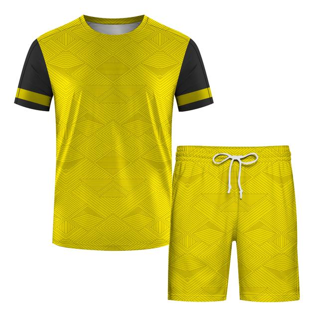 Odzież treningowa topy spodenki 2 sztuki dla mężczyzn kolarstwo na świeżym powietrzu strój sportowy męski dres codzienny O-neck zestawy z krótkim rękawem stroje