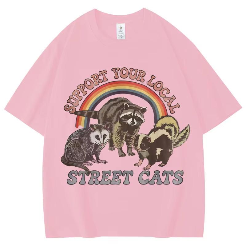 Vintage Funny Racoon Meme Graphic T Shirts Men Women Clothing Fashion Short Sleeve T-shirt Summer Casual Pure Cotton T-shirts