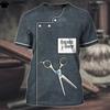 T-shirt tendance pour homme, impression 3D, haut à manches courtes, vêtements de travail de barbier, t-shirt surdimensionné, vêtements de barbier pour hommes