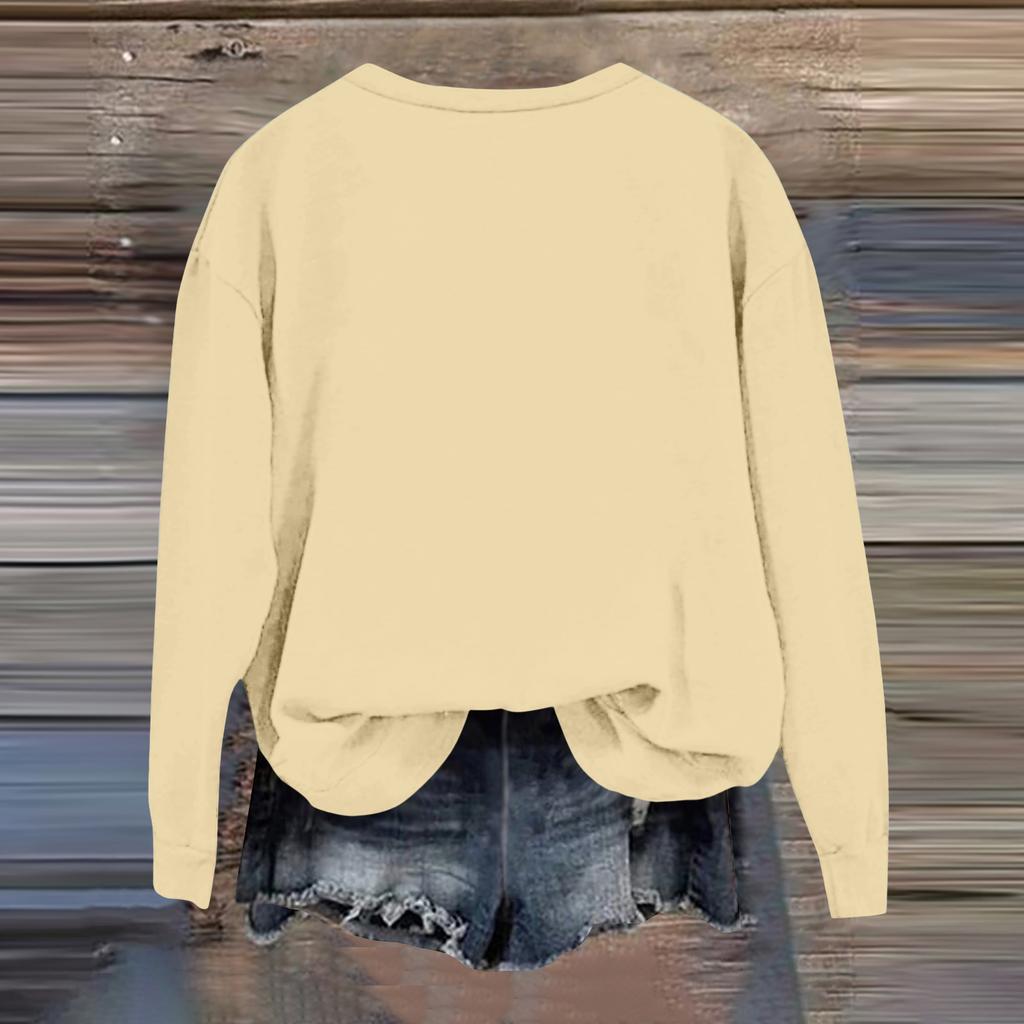 Women's Fashion Casual Long Sleeve Halloween Printed  Neck Sweatshirt