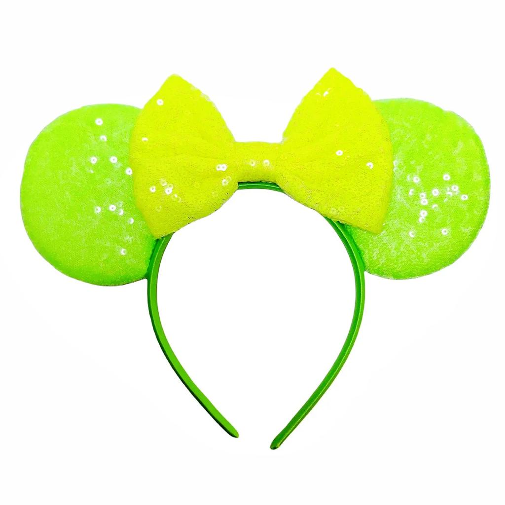 Neue fluoreszierende Farben Mausohren Stirnband für Mädchen Glänzende Pailletten Schleife Haarband Festival Party Cosplay DIY Haarschmuck