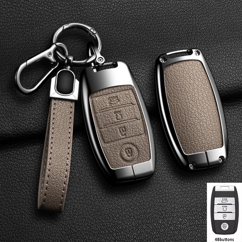 Zinc Alloy Leather Auto Shell Fob For Kia Optima Sorento Niro Soul Car Key Cover Case Holder For Kia KX3 KX5 K3S RIO Ceed Cerato
