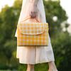 Picnic for Compact Easy To for Field Sports Cherry Blossom Checkered Genuine Product Yellow Checkered Mat, Waterproof, Large, 150x200cm/200x200cm, 3-9