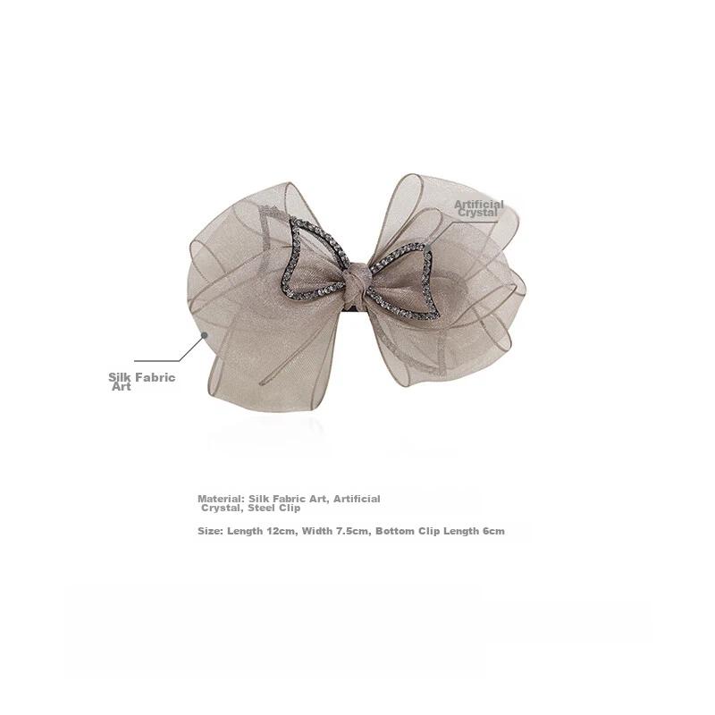 CHIMERA Bow Hair Clip with Rhinestones, Ponytail Barrette, Half-Up Hair Accessory