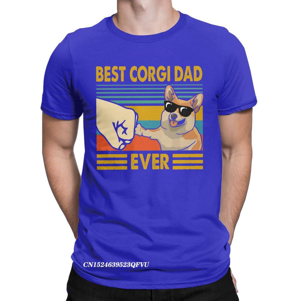 Pánská trička Nejlepší táta Corgi všech dob Vtipný majitel Corgi Skvělé bavlněné tričko Pes Zvíře Tričko Kulatý výstřih Oblečení Nápad na dárek