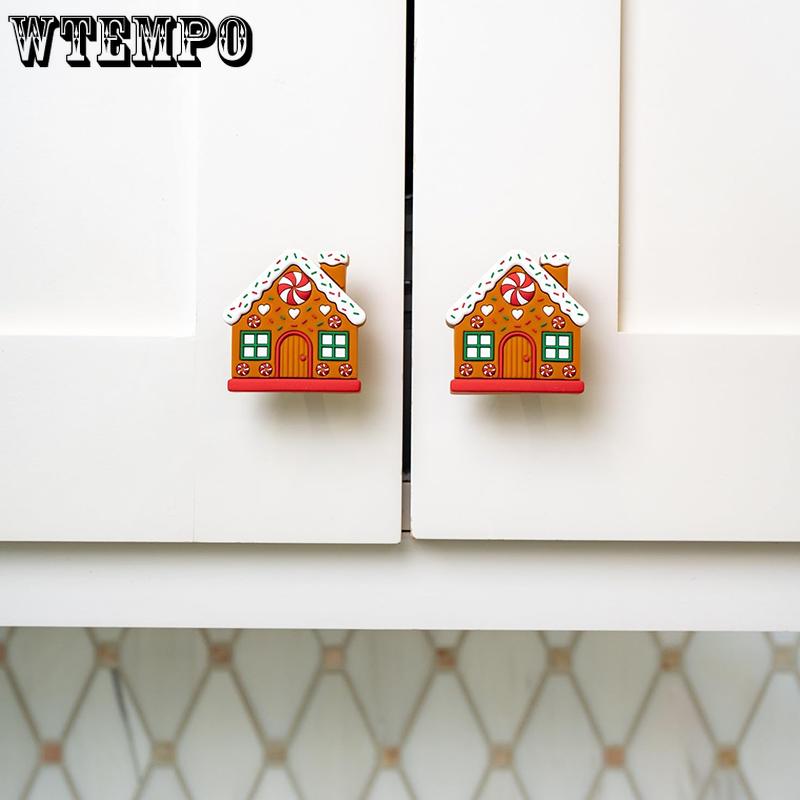 WTEMPO Christmas Decorative Cabinet Handle Covers Stretch Over Hardware Decorations Holiday Christmas Festive Door Knobs for Kitchen Bathroom Dressers