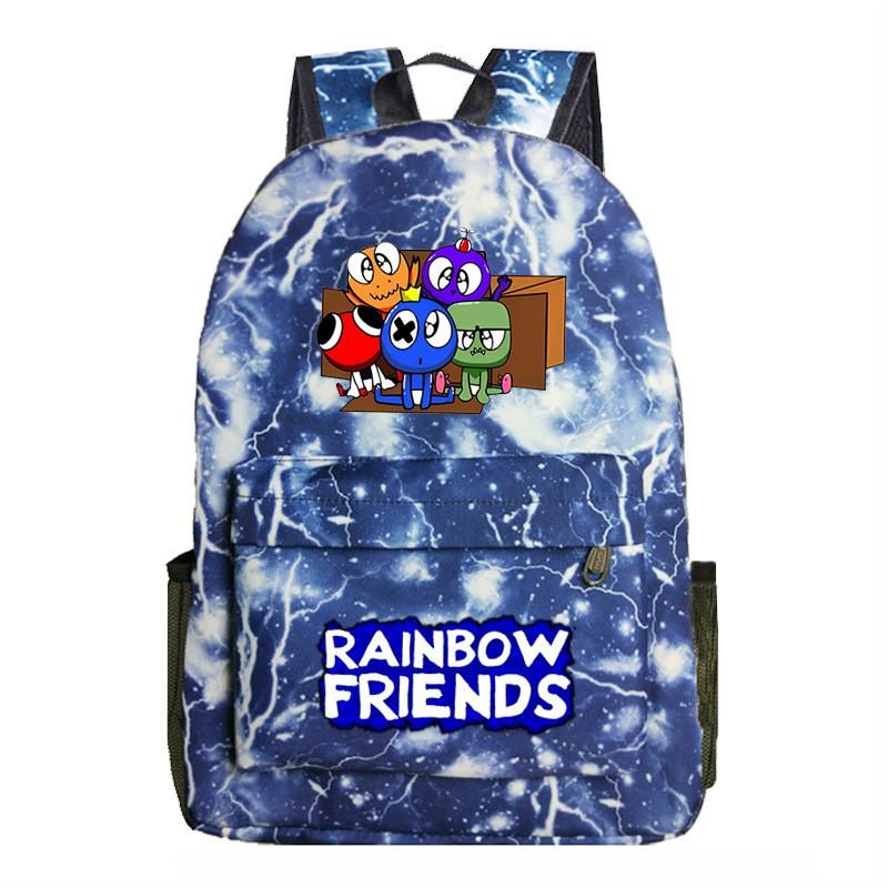 Rainbow Friends Cartoon School Backpack Kids Boys Girls Lightweight Oxford Fabric Bookbag With Ergonomic Shoulder Straps