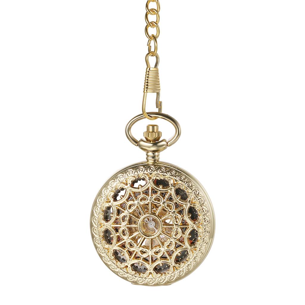 Antique Mechanical Automatic Pocket Watch, Silver: Skeleton Roman Numerals, Analog, Retro Pendant Watch with Gold Chain - Perfect Gift for Birthdays,