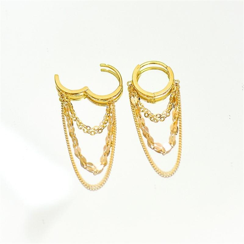 Real 925 Silver Plated 18K Gold Tassel Stud Earrings for Women Wedding Trendy Fine Jewelry